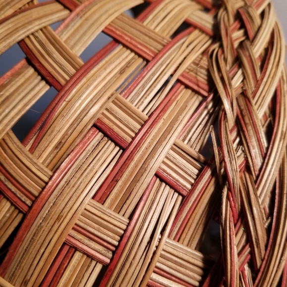 Basket w/a hint of red, can be for inside a boho closet, display, crafts etc. - Picture 5 of 12